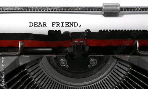 Text Dear Friend written with the vintage typewriter