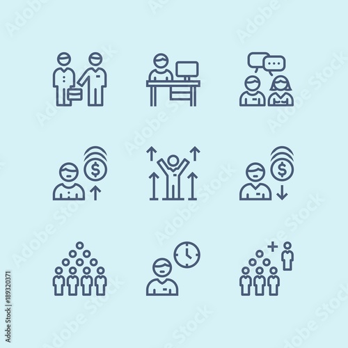 Outline Business people, meeting, team work vector simple icons for web and mobile design pack 3