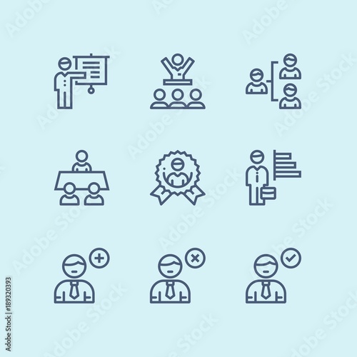Outline Business people, meeting, team work vector simple icons for web and mobile design pack 4