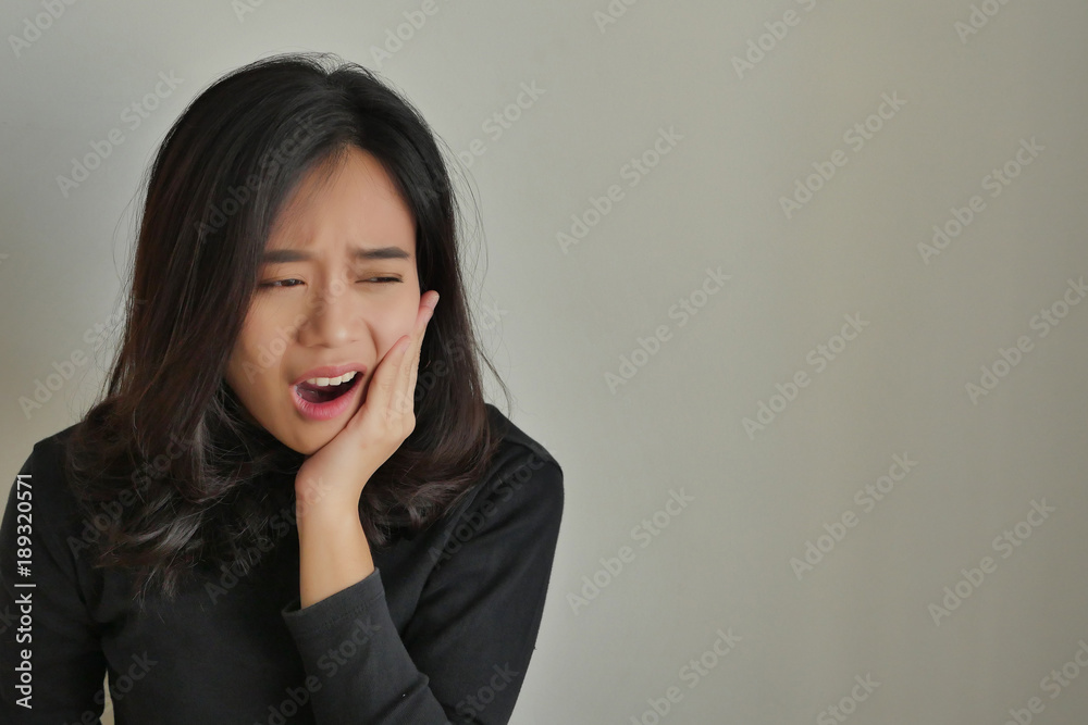 woman suffering toothache, girl with tooth decay, sensitivity, dental care treatment concept woman suffering toothache, girl with tooth decay, sensitivity, dental care treatment concept