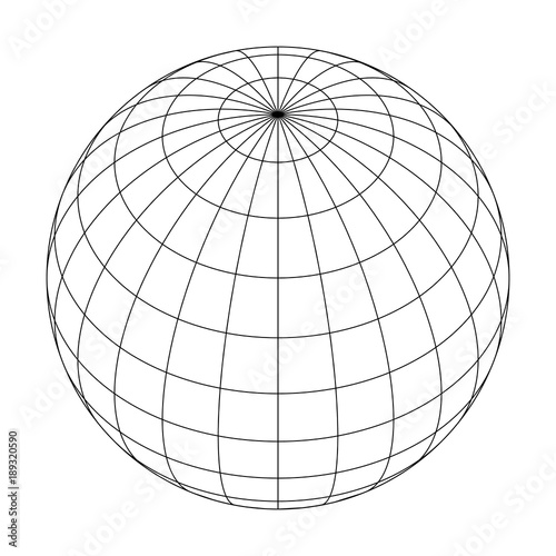 Earth planet globe grid of meridians and parallels, or latitude and longitude. 3D vector illustration.