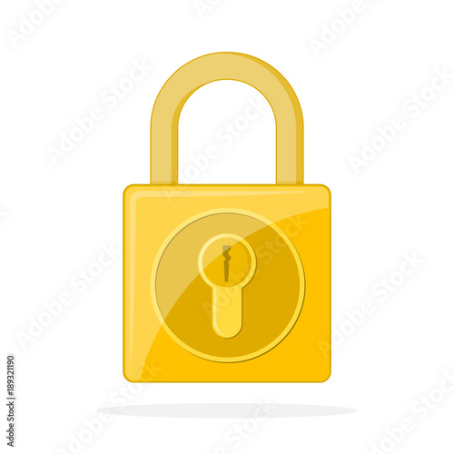 Yellow lock icon. Vector illustration