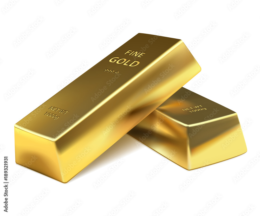 Two Gold bars on a white background. Banking business concept. Vector illustration Two Gold bars on a white background. Banking business concept. Vector illustration