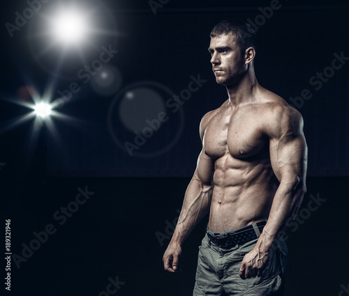 Male bodybuilder, fitness model trains in the gym Stock Photo | Adobe Stock