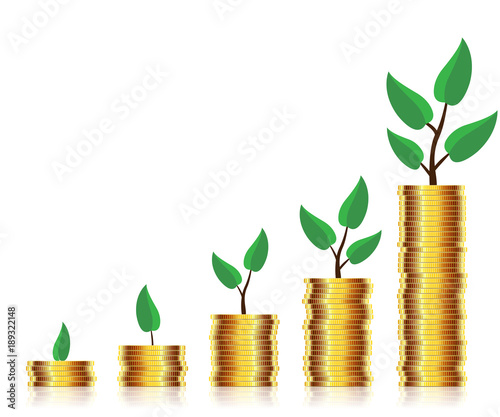 Young sprout from a pile of Many Gold Coins
