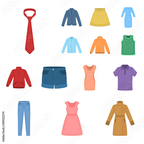 Different kinds of clothes cartoon icons in set collection for design. Clothes and style vector symbol stock web illustration.
