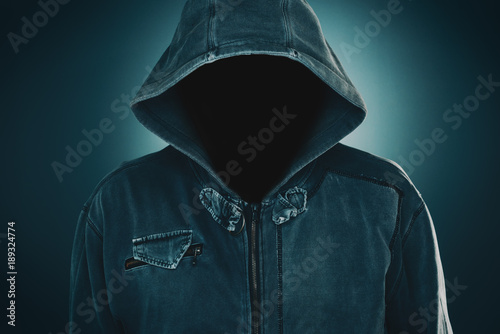 Mysterious suspicious faceless man with hoodie