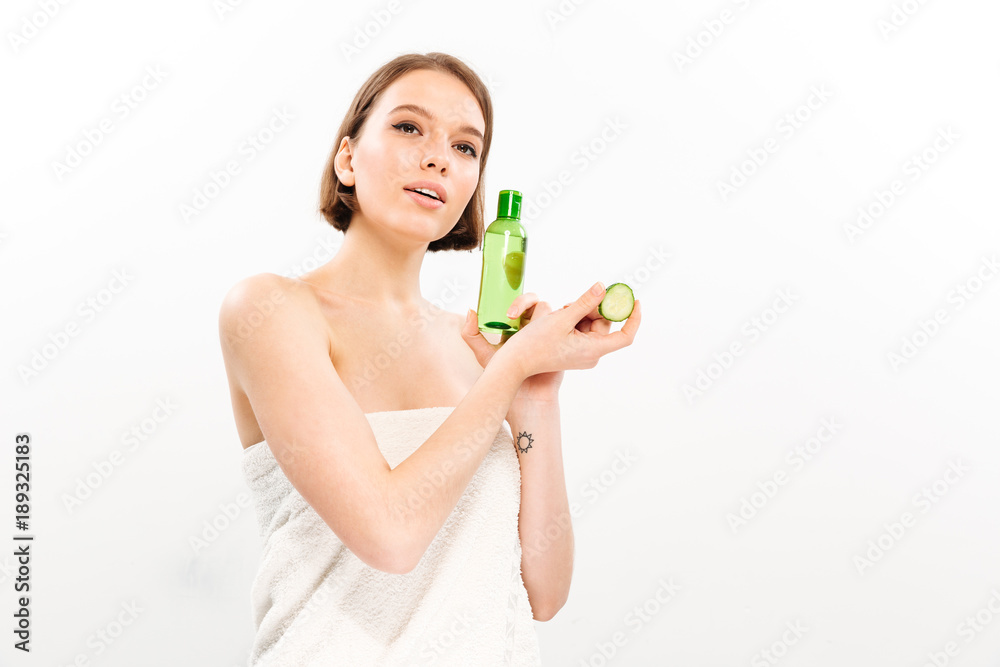 Beauty portrait of an attractive woman with short brunette hair Beauty portrait of an attractive woman with short brunette hair