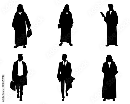Silhouettes of arab businessmen