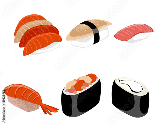 Six pieces of sushi