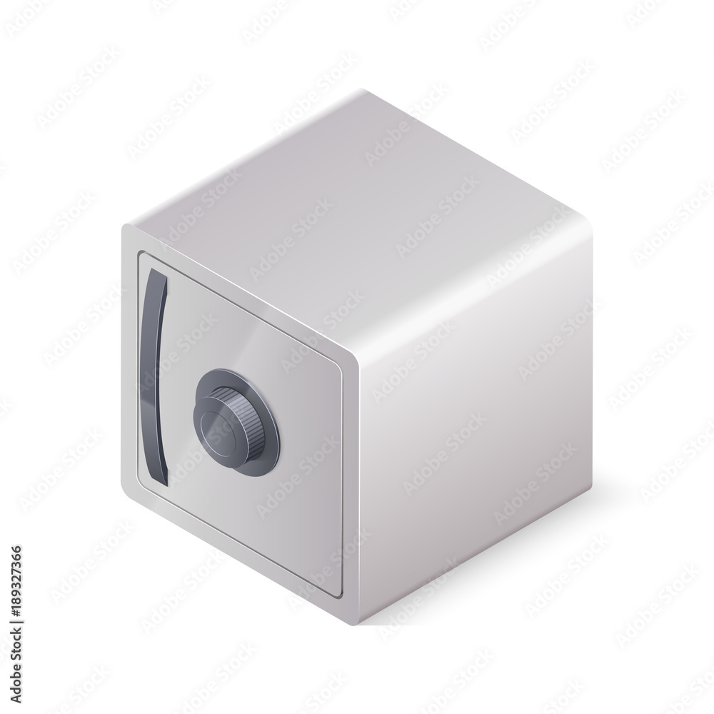 Closed safe box isolated on white background. Isometric vector illustration Closed safe box isolated on white background. Isometric vector illustration