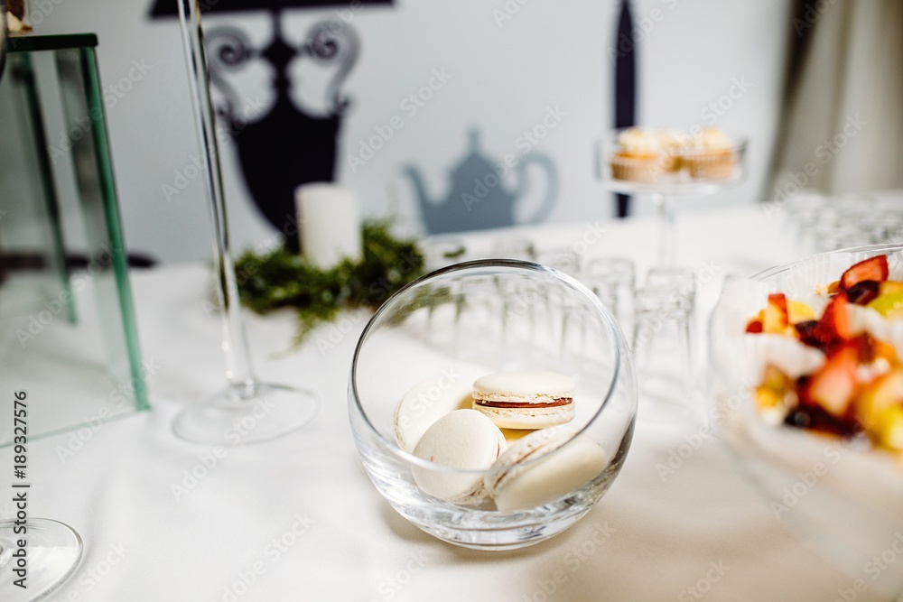 Fototapeta premium Delicious wedding reception candy bar dessert table