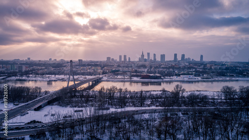 Obraz na płótnie Warszawa z lotu ptaka w salonie