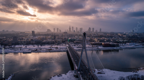 Obraz na płótnie Warszawa z lotu ptaka w salonie