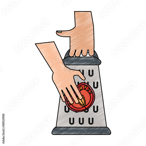 Hands on kitchen grater icon vector illustration graphic design