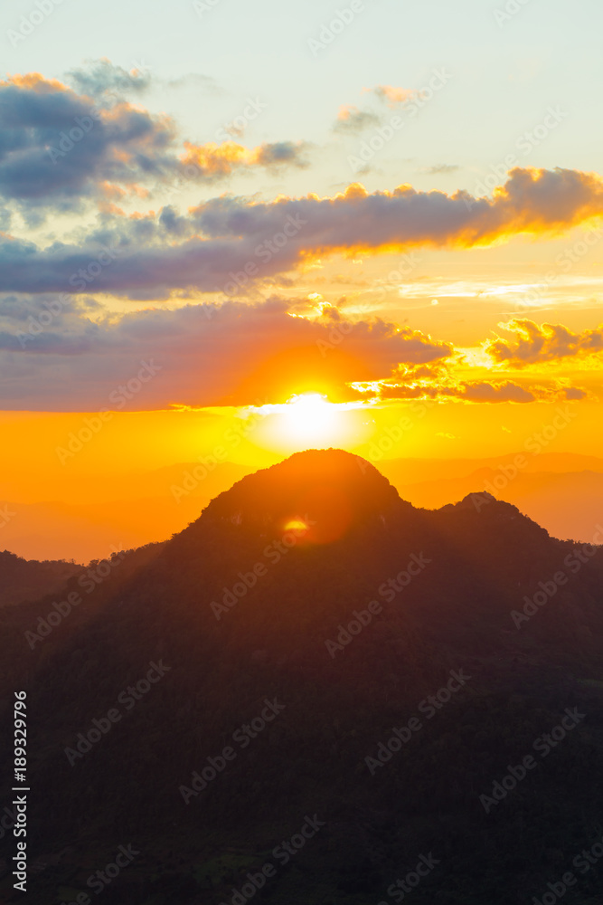 Sunset on the top of mountain colourful sky cloud Sunset on the top of mountain colourful sky cloud