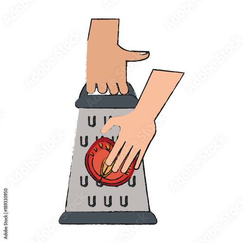 Hands on kitchen grater icon vector illustration graphic design