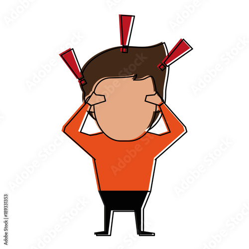 Man surprised with hands up icon vector illustration graphic design