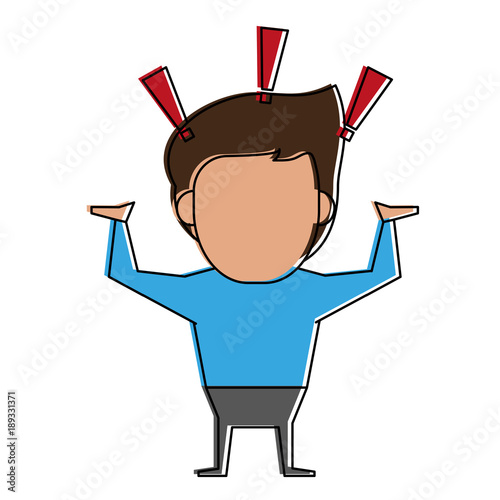 Man surprised with hands up icon vector illustration graphic design