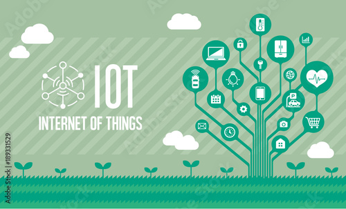 IoT ( internet of things ) image illustration (tree) / blue color . 