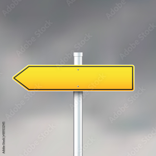 Yellow road sign on gray sky background. Vector illustration