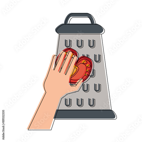 Hand on kitchen grater icon vector illustration graphic design