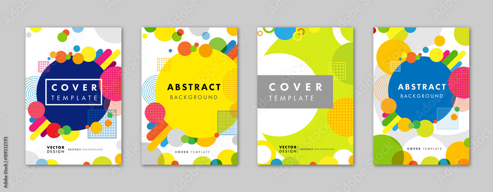 Set of elegant abstract geometric templates background for business brochure cover design. Modern colored applicable vector template for placard, brochure, poster, presentation, report and banner