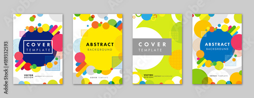 Set of elegant abstract geometric templates background for business brochure cover design. Modern colored applicable vector template for placard, brochure, poster, presentation, report and banner