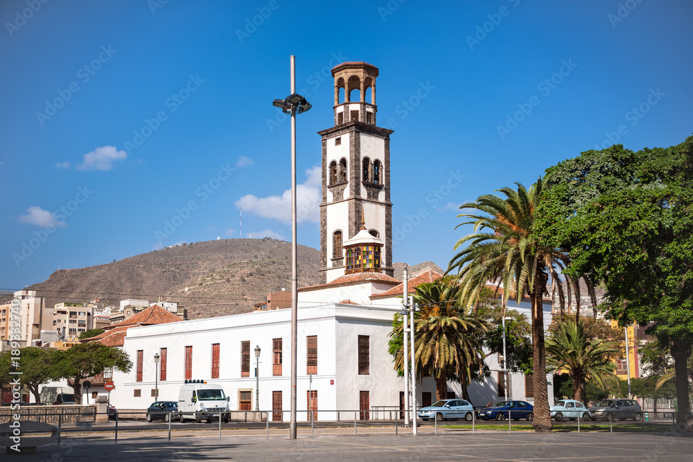 Santa Cruz de Tenerife, Spain - December 7, 2017: View of church of the Immaculate Conception - Iglesia Nuestra Senora de la Concepcion.