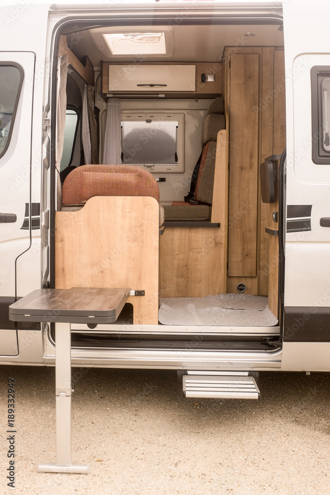 Interior of a camping car modern and luxury Interior of a camping car modern and luxury