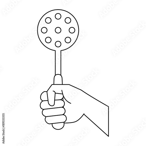 Hand with skimmer utensil icon vector illustration graphic design