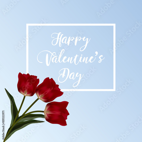 Valentines day greeting card with tulips flowers. Vector illustration