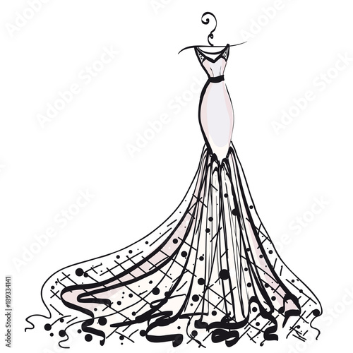wedding dress design, black and white,blue