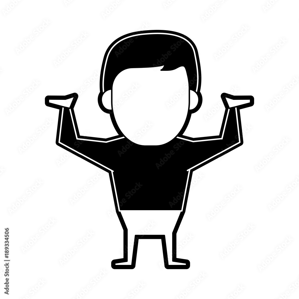 Man faceless with hands up icon vector illustration graphic design Man faceless with hands up icon vector illustration graphic design