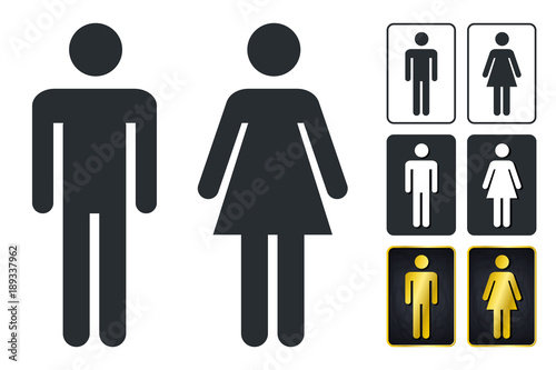 WC Sign for Restroom. Toilet Door Plate icons. Men and Women Vector Symbols