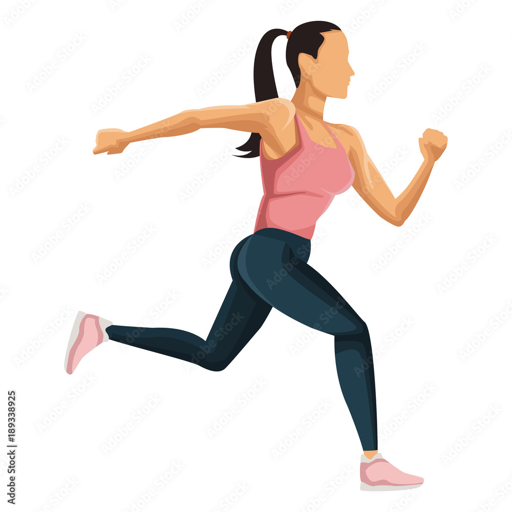 Fitness woman running icon vector illustration graphic design