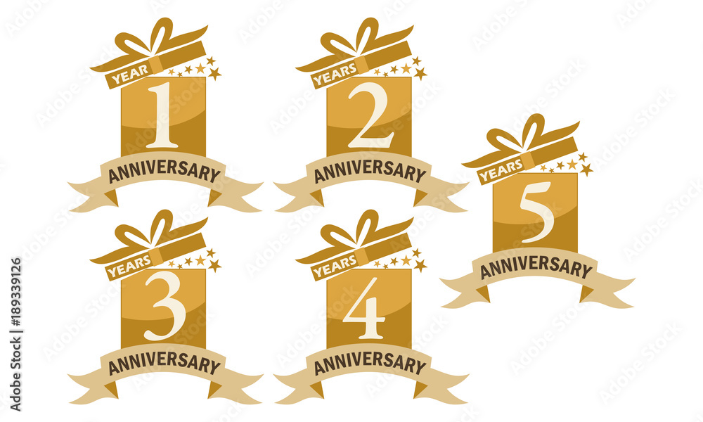 Year Gift Box Ribbon Anniversary Set
