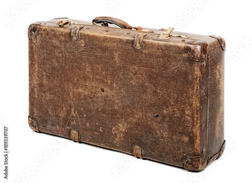 Old suitcase isolated on white background