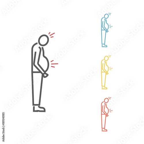 Abdominal distention. Vector icon for web graphic.