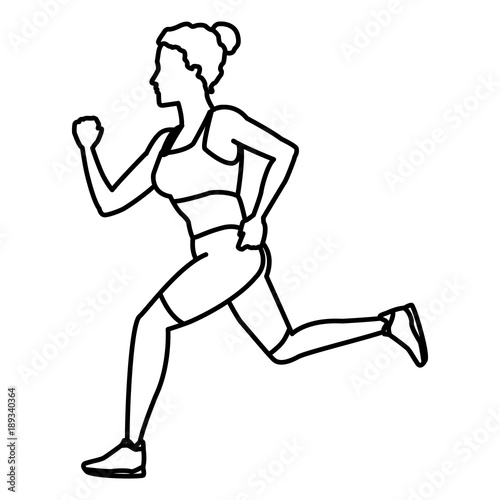 Fitness woman running icon vector illustration graphic design