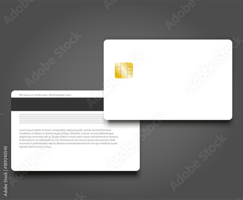 Banking chip credit card realistic mockup. Clear plastic card template.