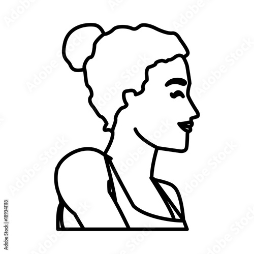 Fototapeta Naklejka Na Ścianę i Meble -  Fitness woman profile icon vector illustration graphic design
