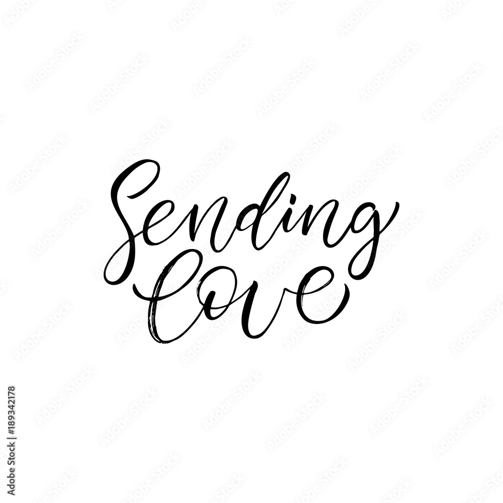 Sending Love - modern brush calligraphy. Isolated on color background. Sending Love - modern brush calligraphy. Isolated on color background.