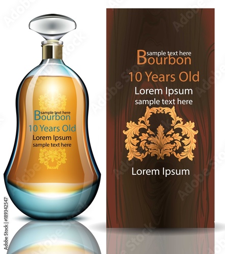 Bourbon bottle Vector realistic. Product packaging mock ups
