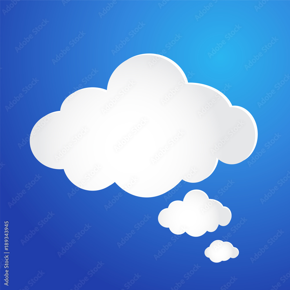 Cloud bubble icon on blue background, stock vector illustration