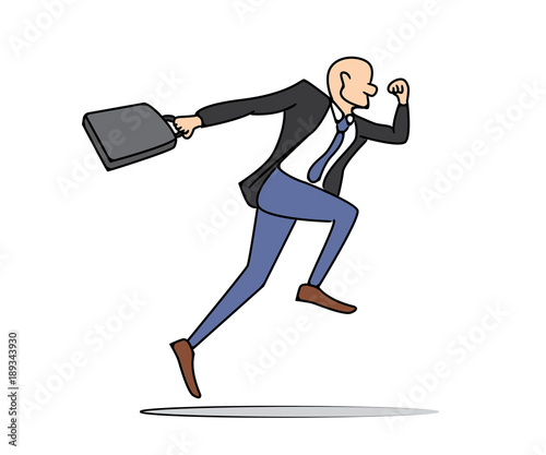 running business man hurry for his work illustration design