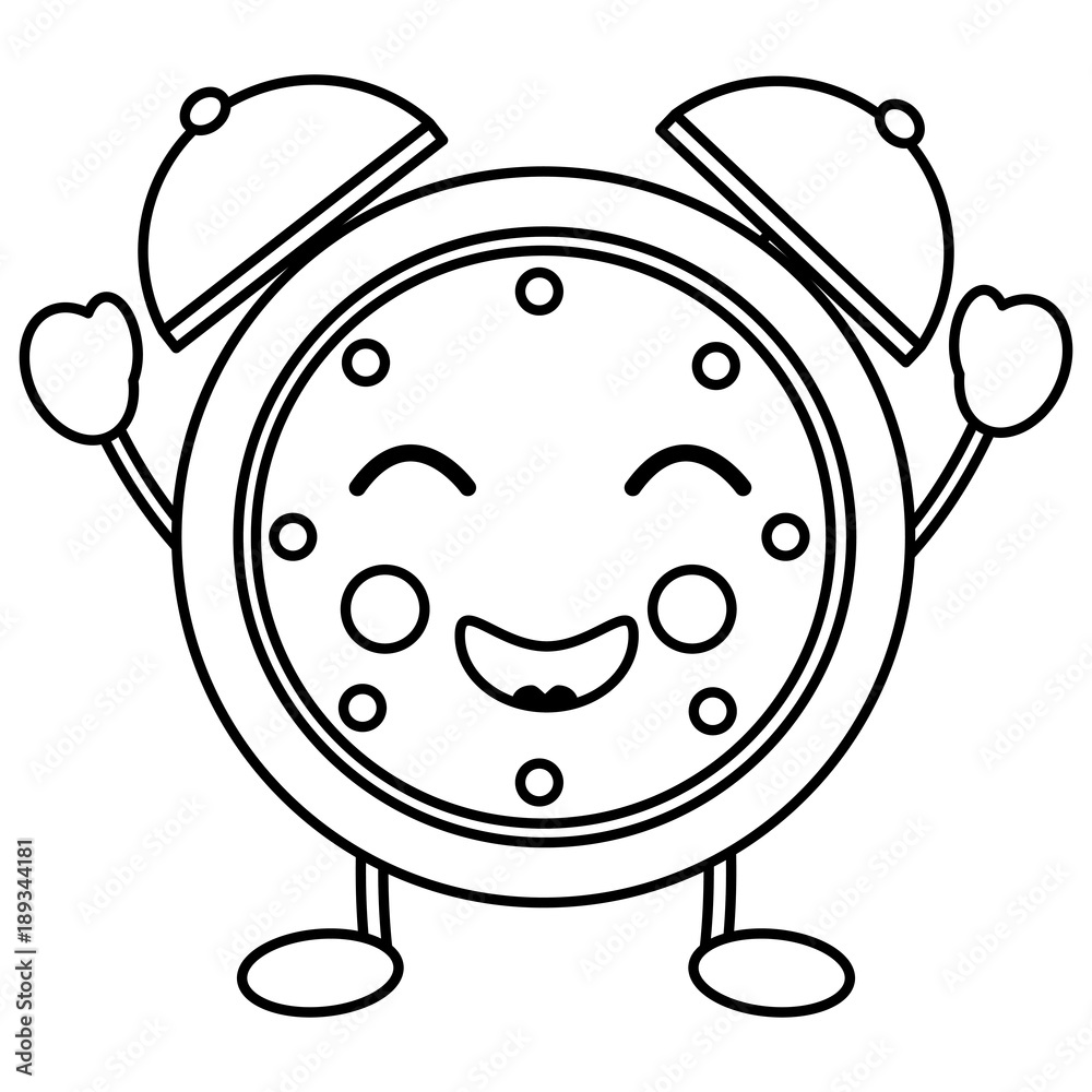 kawaii cartoon clock alarm character vector illustration outline image kawaii cartoon clock alarm character vector illustration outline image