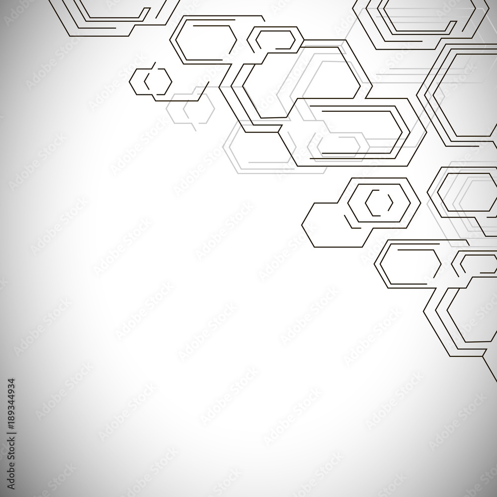Fototapeta premium Hexagons background. Geometrical scientific technological background