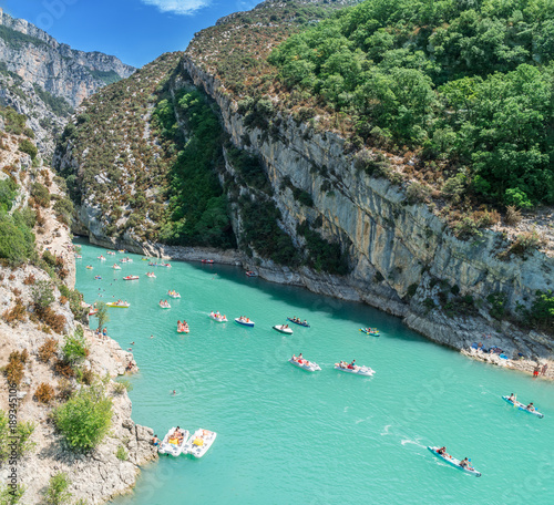 Travelling on canoes along the Verdon River. France. 2017.07.30. photo