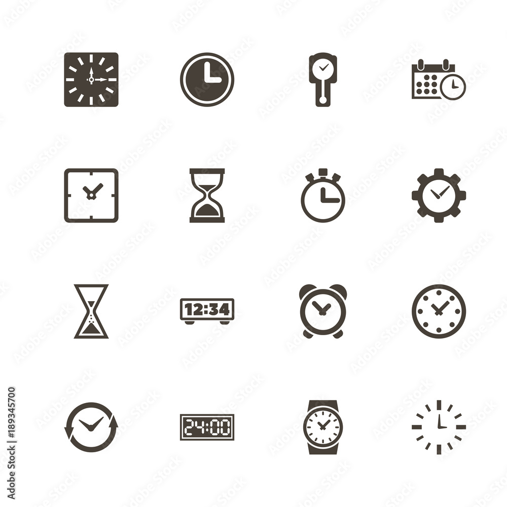 Time icons. Perfect black pictogram on white background. Flat simple vector icon. Time icons. Perfect black pictogram on white background. Flat simple vector icon.